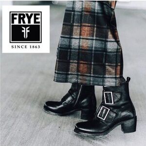 Frye Sabrina Double Buckle Black Montana Leather Boots